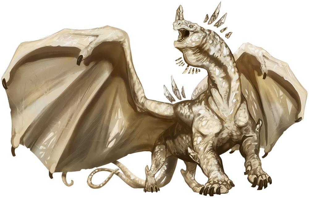 Artwork of a Crystal Dragon from Dungeons & Dragons.