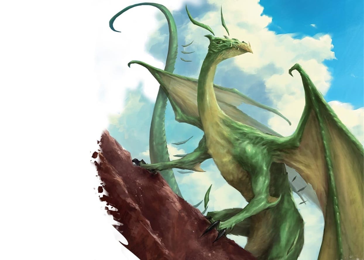 Artwork of an Emerald Dragon from Dungeons & Dragons.