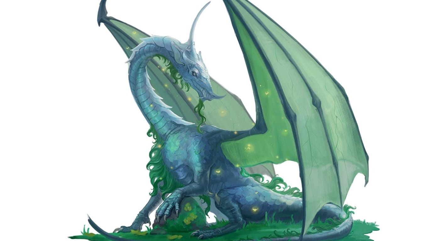 Artwork of a Moonstone Dragon from Dungeons & Dragons.