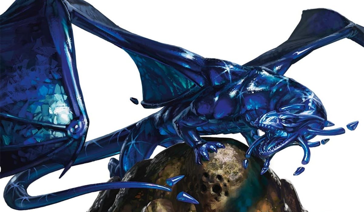 Artwork of a Sapphire Dragon from Dungeons & Dragons.