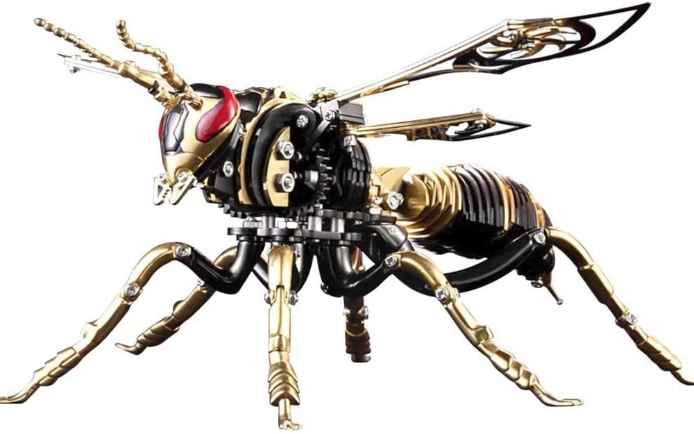 3D metal puzzle model kit of a mechanical wasp — intricate DIY tech gift for men who love a challenge
