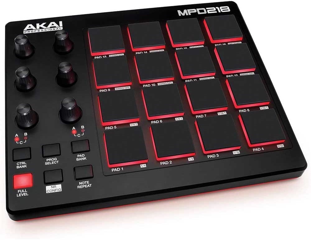 AKAI USB MIDI controller with 16 drum pads and music production software — compact tech gift for men who love to create beats