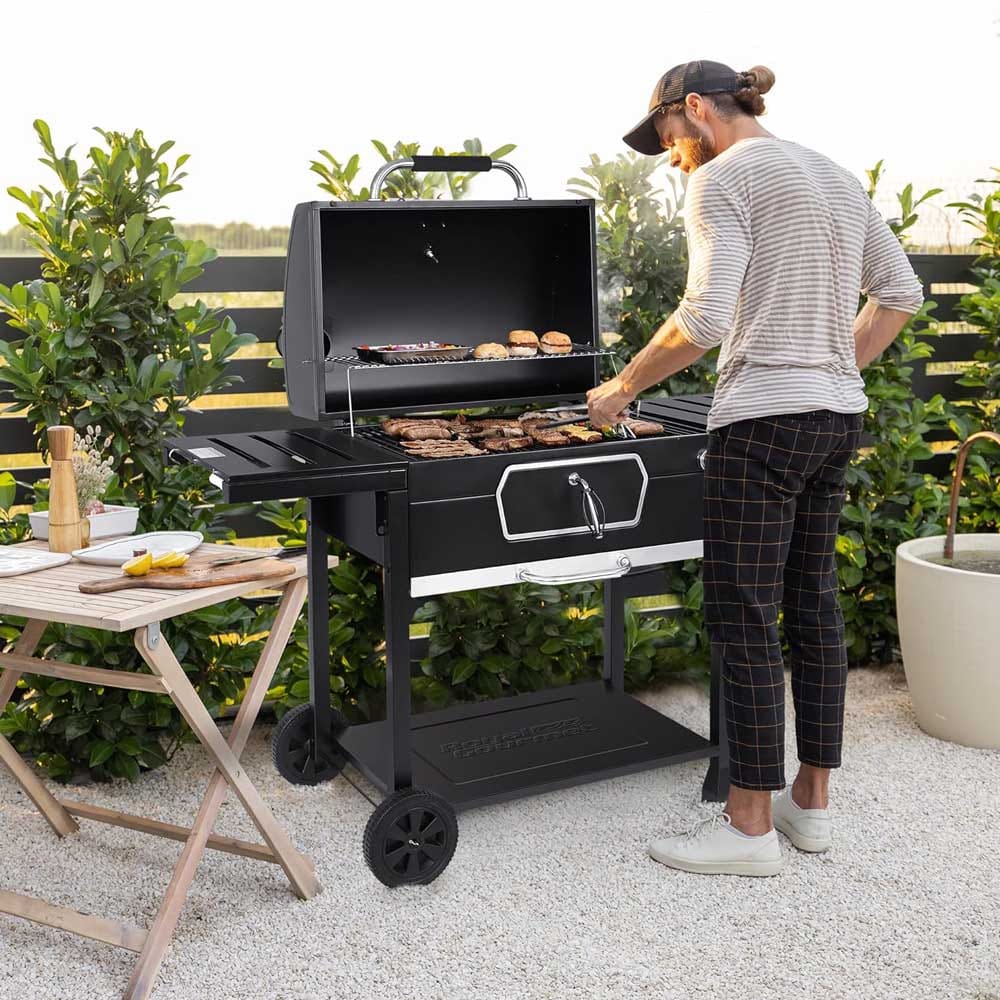 Charcoal BBQ smoker grill with large cooking area, adjustable vents, and warming rack — a fantastic gift for boyfriends who love grilling or entertaining outdoors