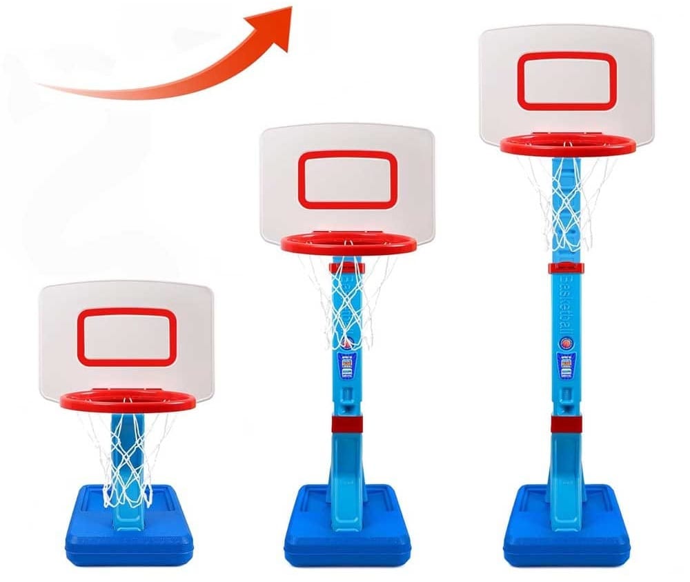 Adjustable toddler basketball hoop with stable base and inflatable balls — durable, lightweight hoop set for indoor or outdoor play