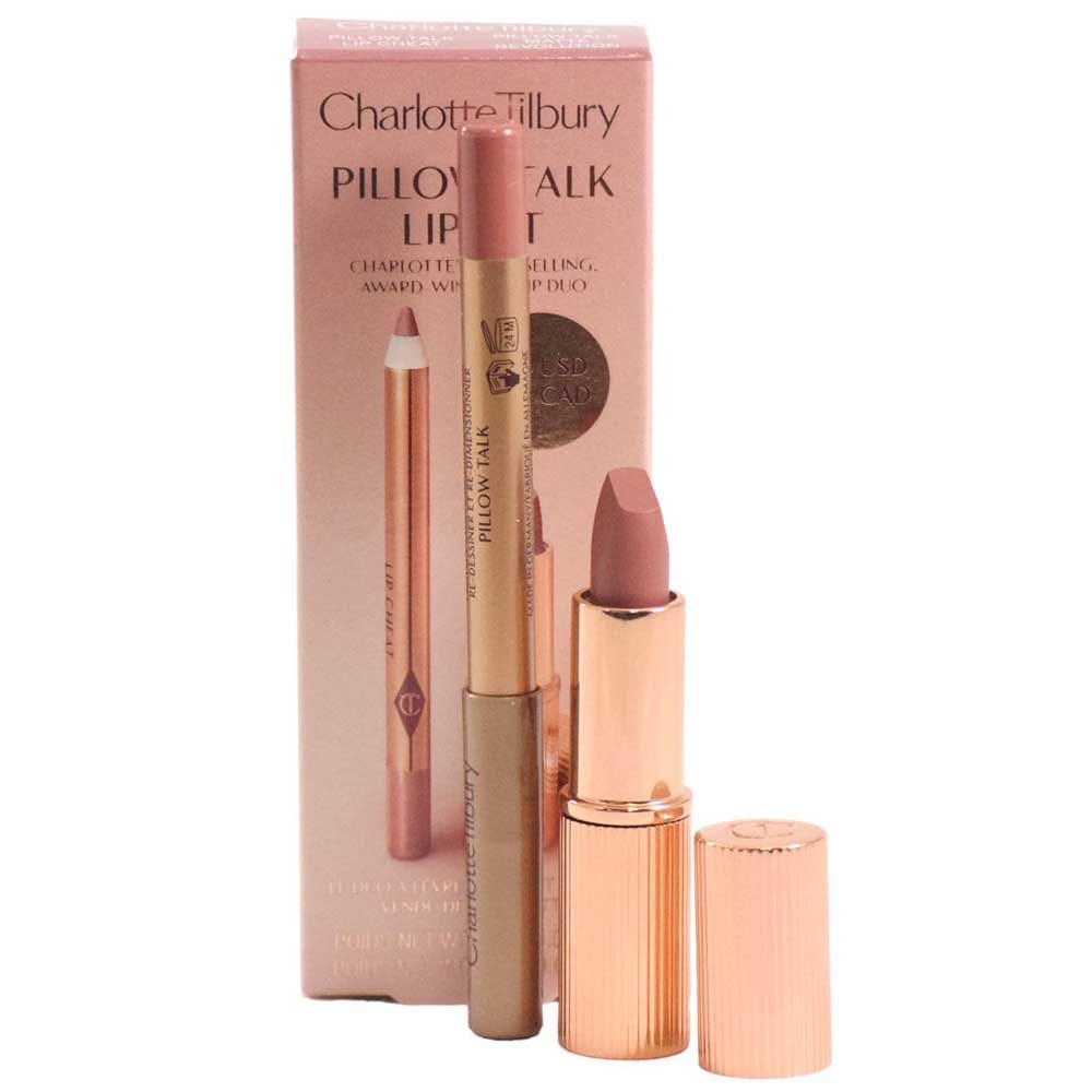 Charlotte Tilbury Pillow Talk mini lipstick and lip liner set in nude-pink — elegant beauty gift for girlfriends who love a glam touch