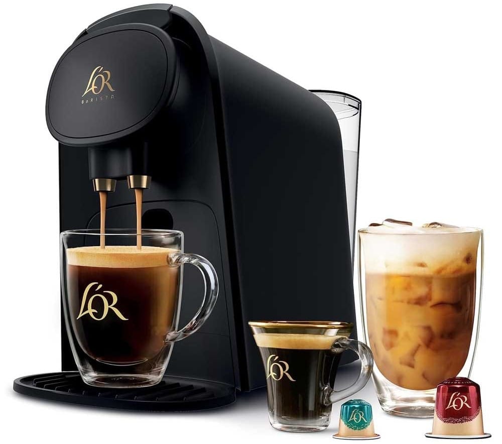 Sleek single-serve coffee and espresso machine — barista-style brewing system with multiple cup sizes, perfect for new home kitchens