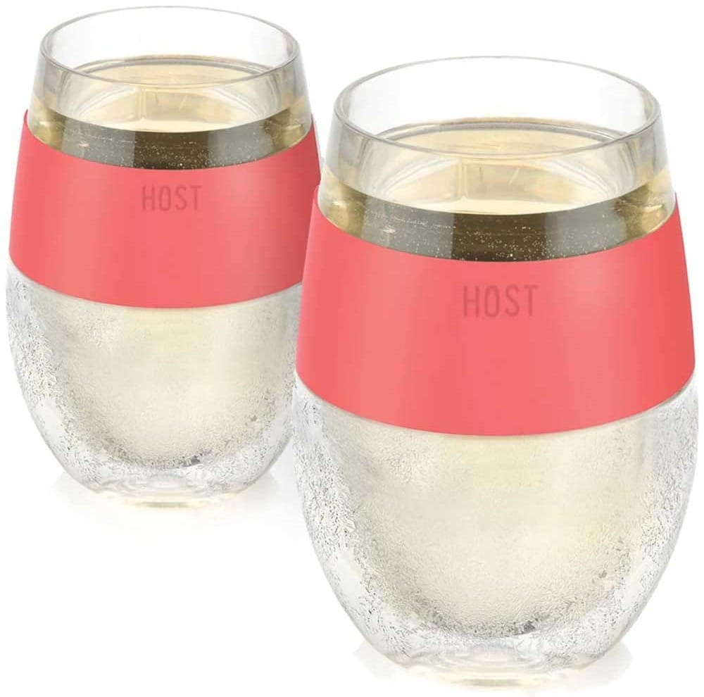 Set of two freezable wine tumblers with cooling gel and silicone grip — BPA-free outdoor drinkware for chilled summer sipping