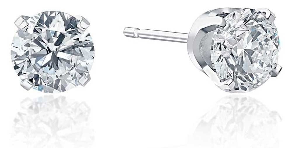 Elegant 14k white gold diamond stud earrings — a classic, romantic anniversary gift that symbolizes everlasting love