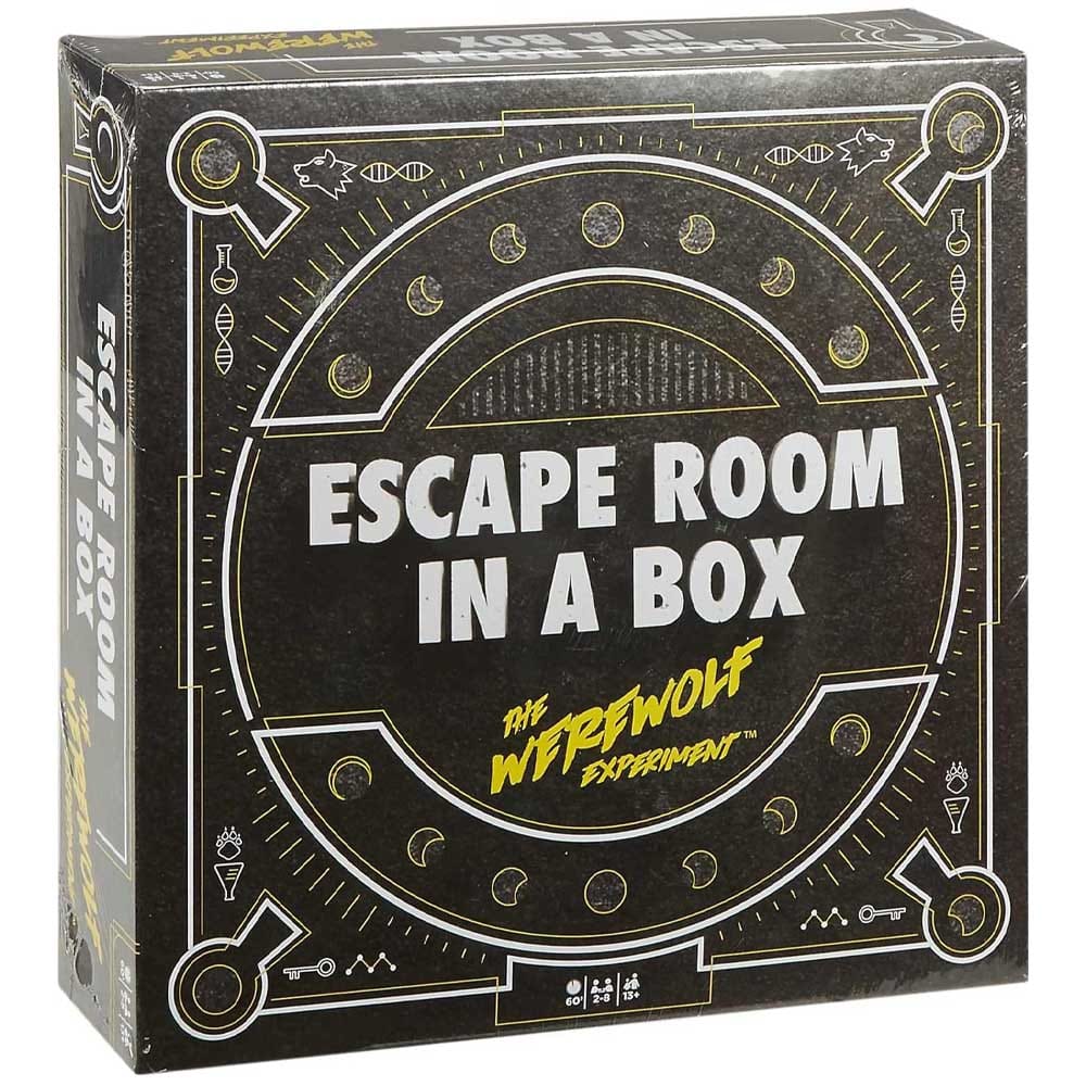 Escape Room in a Box board game featuring puzzles, clues, and werewolf storyline — thrilling and interactive engagement gift for adventurous couples