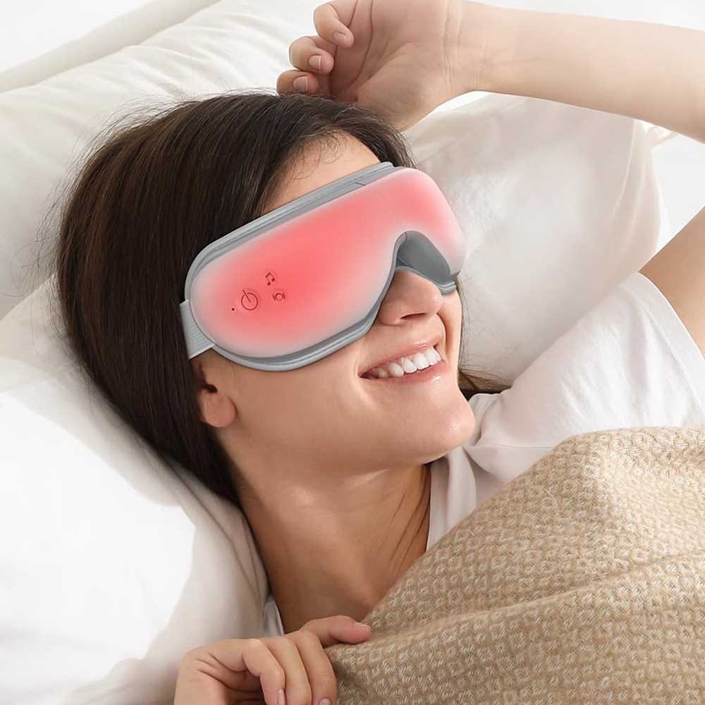 Foldable heated eye massager with Bluetooth and vibration — relaxing tech gift for moms who need pampering