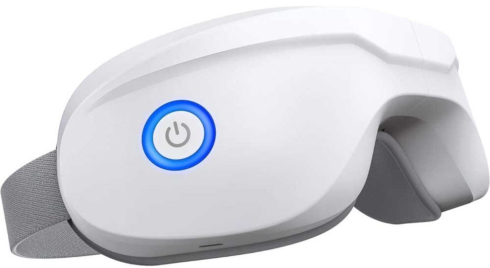 Eye massager with heat, compression, and Bluetooth music — relaxing tech gift for men who work at screens all day