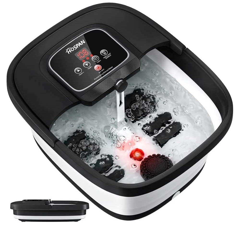 Foldable heated foot spa with bubbles and red light therapy — a relaxing anniversary gift to pamper her tired feet