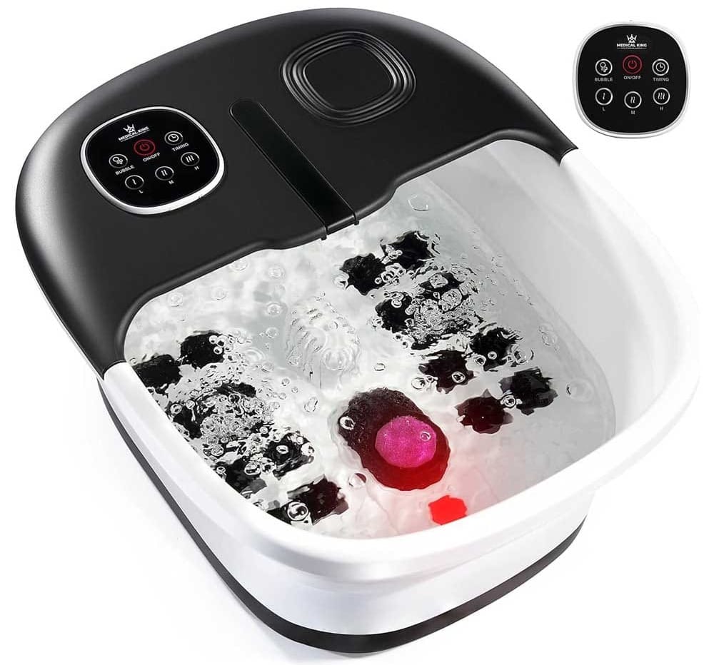 Heated foot spa with massage rollers, bubble jets, and temperature control — relaxing gift for new moms