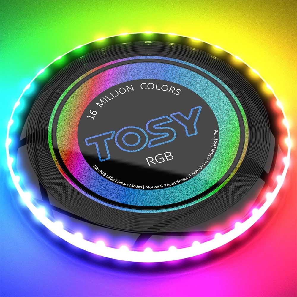 RGB light-up flying disc with motion sensors, smart modes, and 16 million color options — fun outdoor gift for sporty and tech-loving teen boys