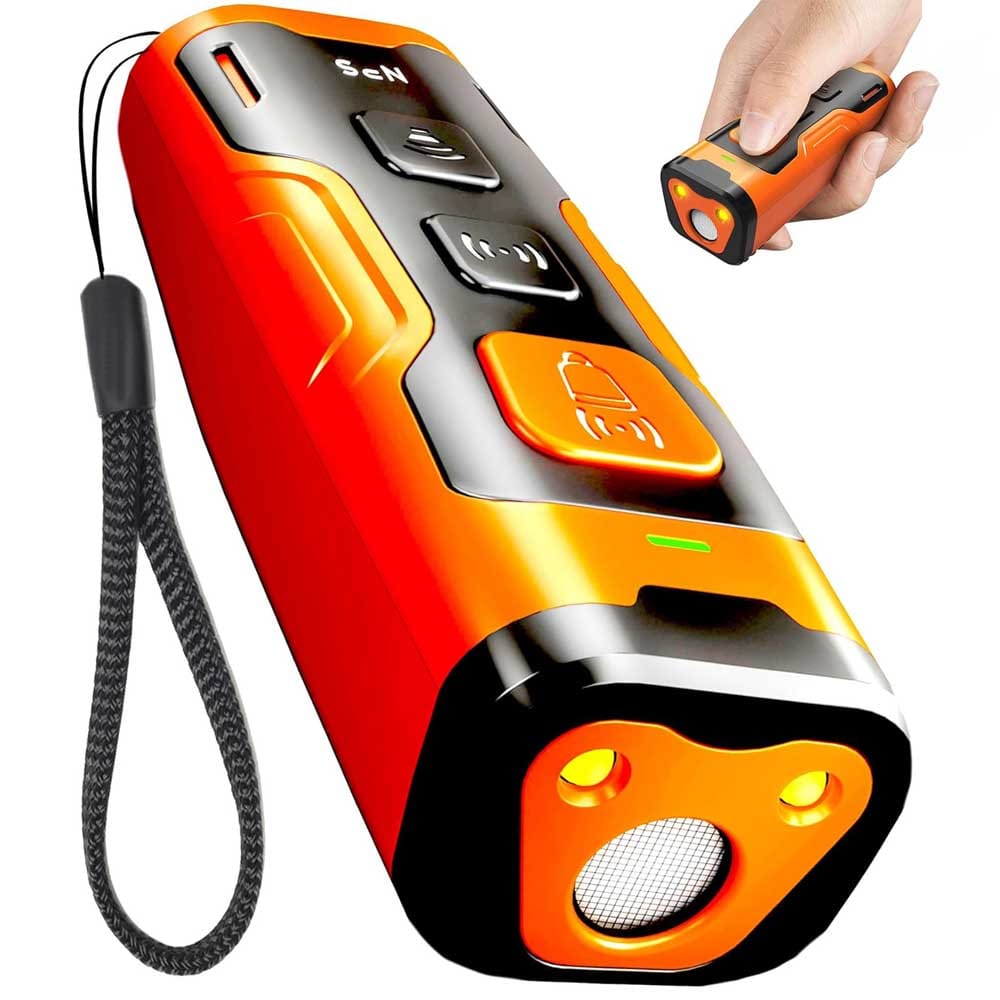 Handheld ultrasonic dog bark deterrent with flashlight and strobe modes — ideal gift for dog walkers who manage multiple pups or tricky encounters