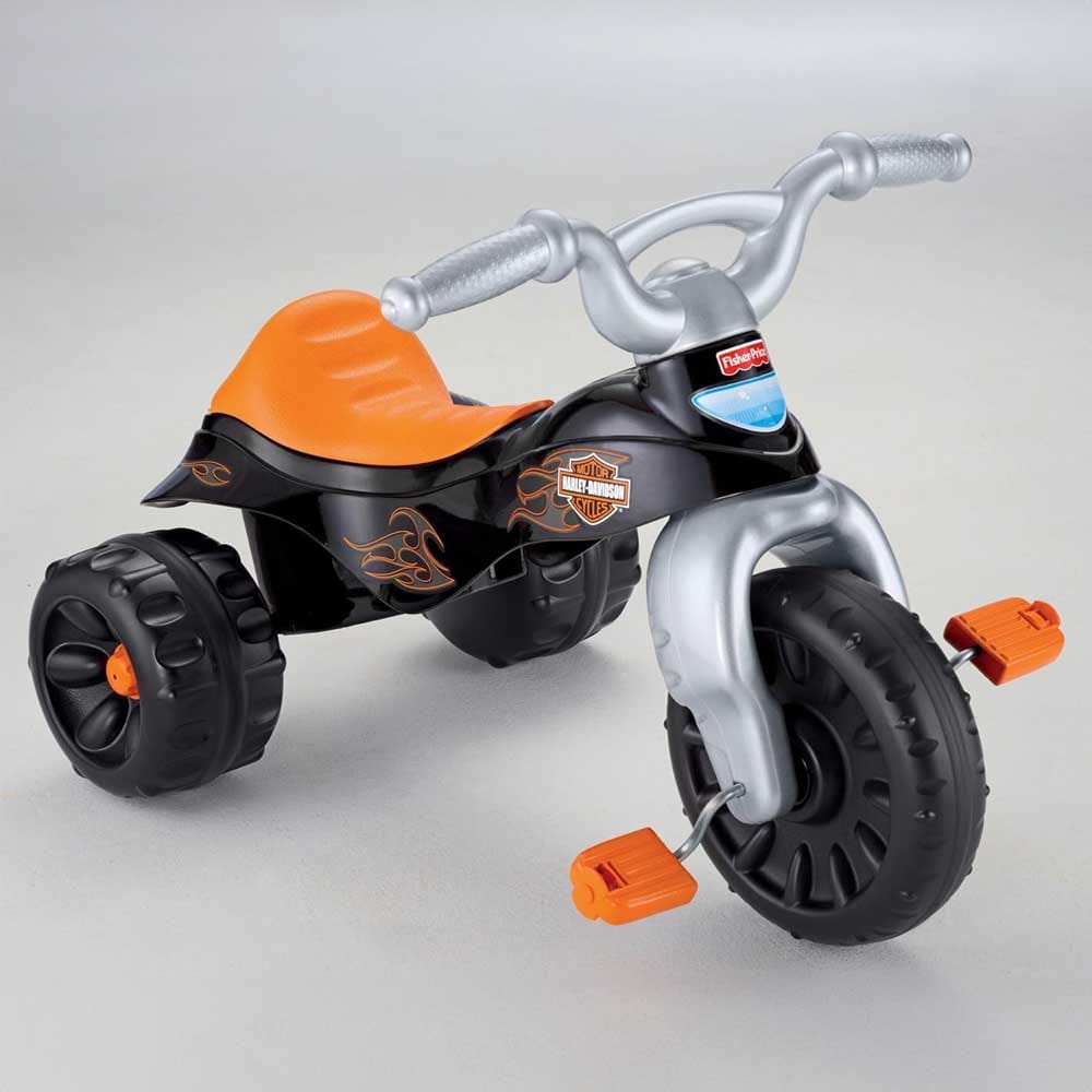 Fisher-Price toddler trike with Harley-Davidson styling, rugged tires, and easy-grip handlebars — sturdy ride-on toy for adventurous outdoor play