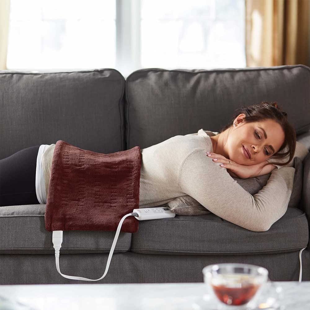Soft electric heating pad for back, neck, and shoulders — features multiple heat settings and auto shut-off for safe postpartum relief