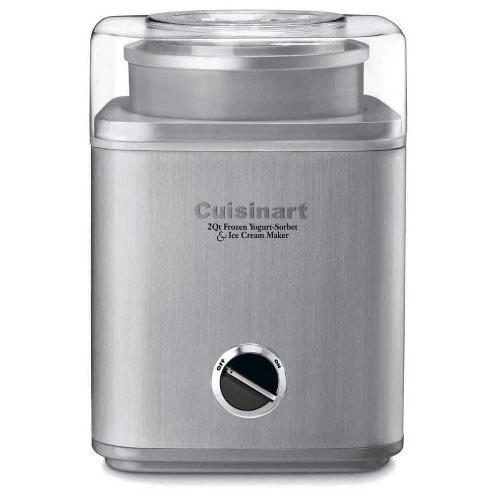 CUISINART stainless steel ice cream maker with automatic mixing and recipe book — fun and delicious anniversary gift for husbands