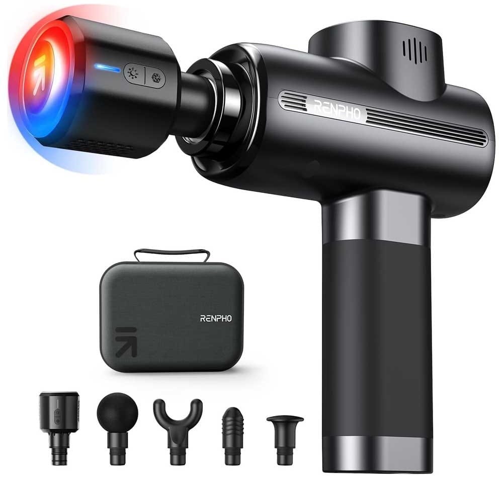Thermacool massage gun with hot and cold therapy heads — deep tissue percussion massager gift for girlfriends who deserve stress relief