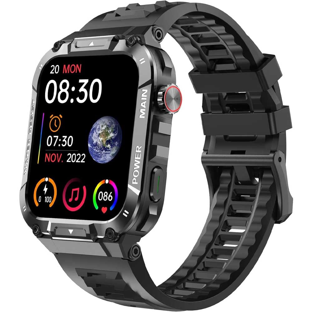 Rugged military-style smartwatch with call, message, fitness, and health tracking — ideal gift for active and tech-savvy teen boys