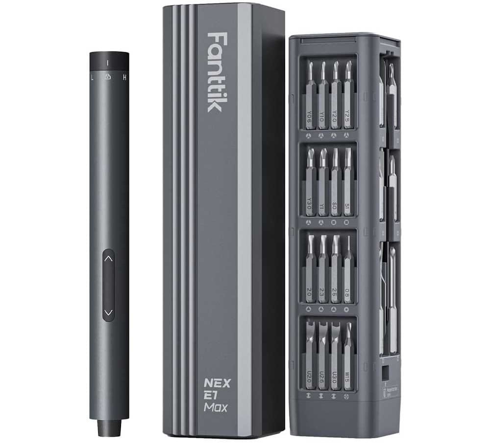 Mini precision electric screwdriver kit with 50 bits and magnetic case — compact DIY tech gift for men who love fixing gadgets