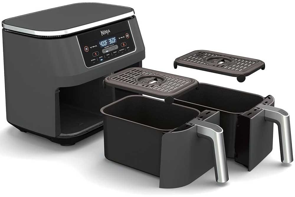 Ninja XL dual-basket air fryer with Smart Finish and 6-in-1 functions — ideal engagement gift for couples who love cooking fast and healthy meals