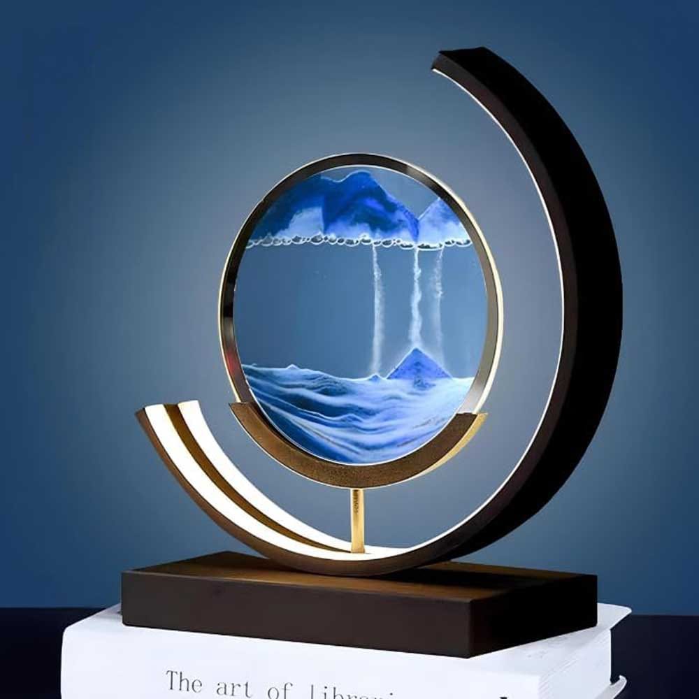 Rotating sand art lamp with LED lighting — calming kinetic decor that creates endless flowing sandscapes