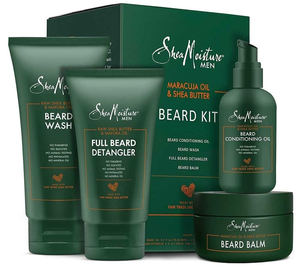 SheaMoisture 4-piece beard grooming kit with shea butter and natural oils — nourishing anniversary gift for men with beards