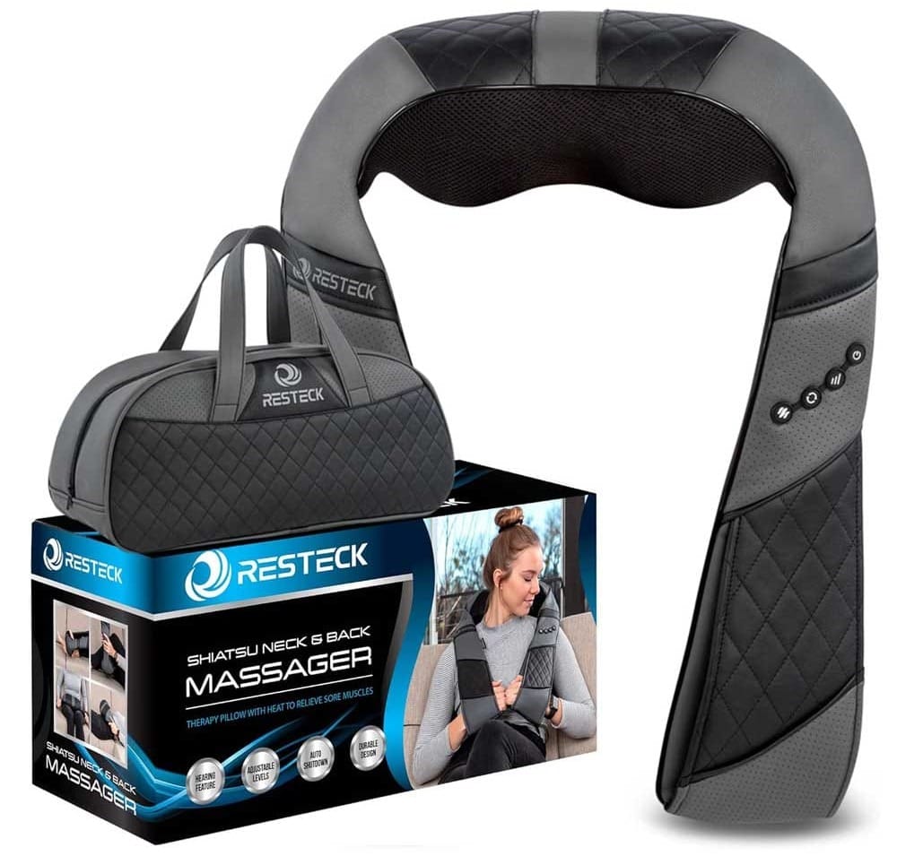 Shiatsu shoulder and neck massager with heat and deep kneading — relaxing anniversary gift for husbands who need to unwind