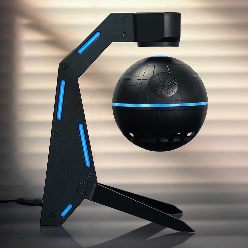 Magnetic levitating Bluetooth speaker orb with LED lights — futuristic floating speaker for gadget-loving men