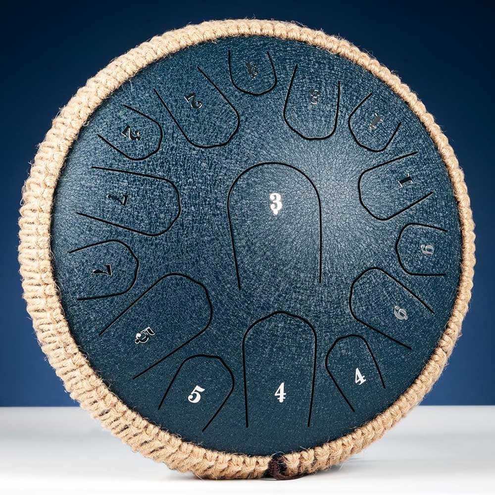 Steel tongue drum with 15 notes in D key, easy-to-play handpan instrument for beginners and musicians — relaxing, musical birthday gift for husbands