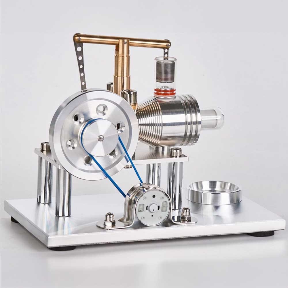 Hot air Stirling engine motor with LED lights — a hands-on science toy and electricity generator for curious minds
