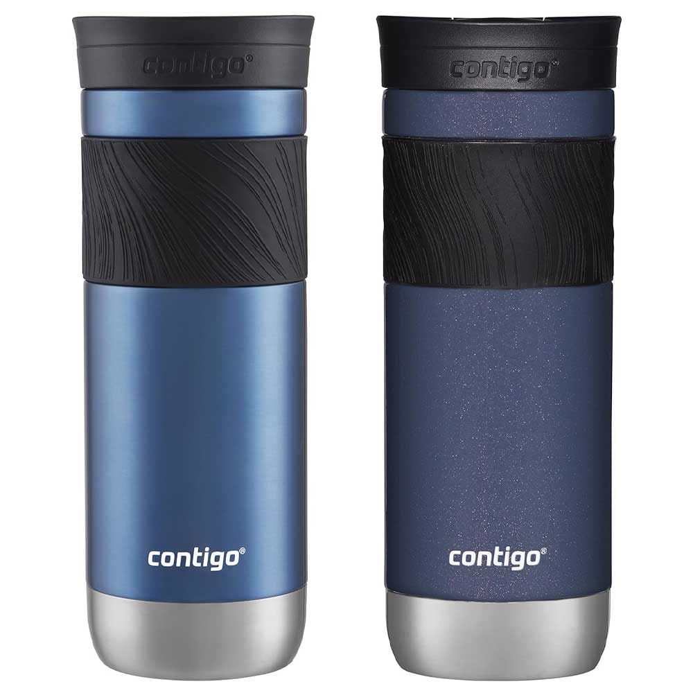 Contigo stainless steel travel mug with textured grip and sealed lid — ideal gift for dog walkers who need hot coffee on the go