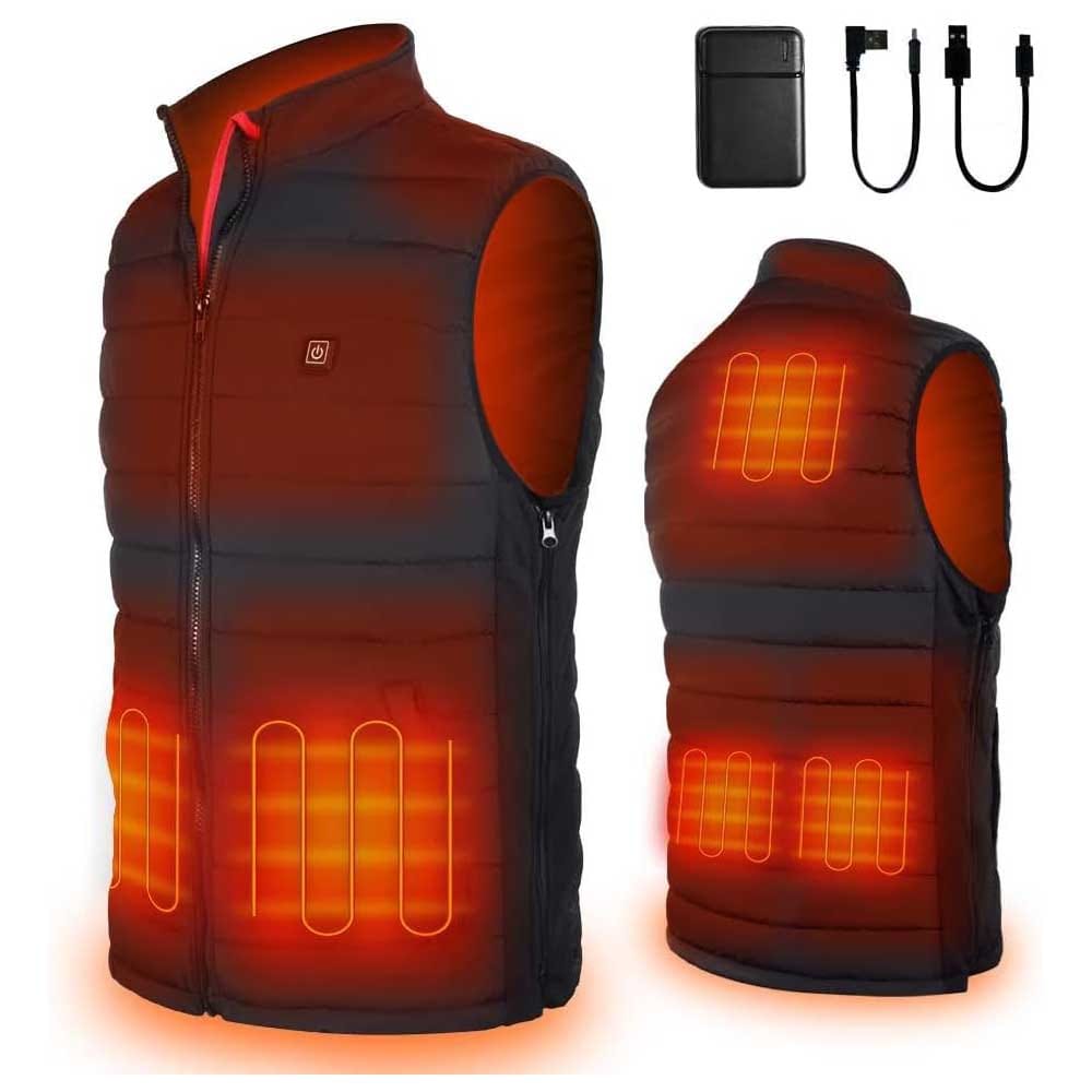 Black heated vest with lightweight design and built-in warming zones — a cozy and functional gift for Grandpa to stay comfortable on cold days