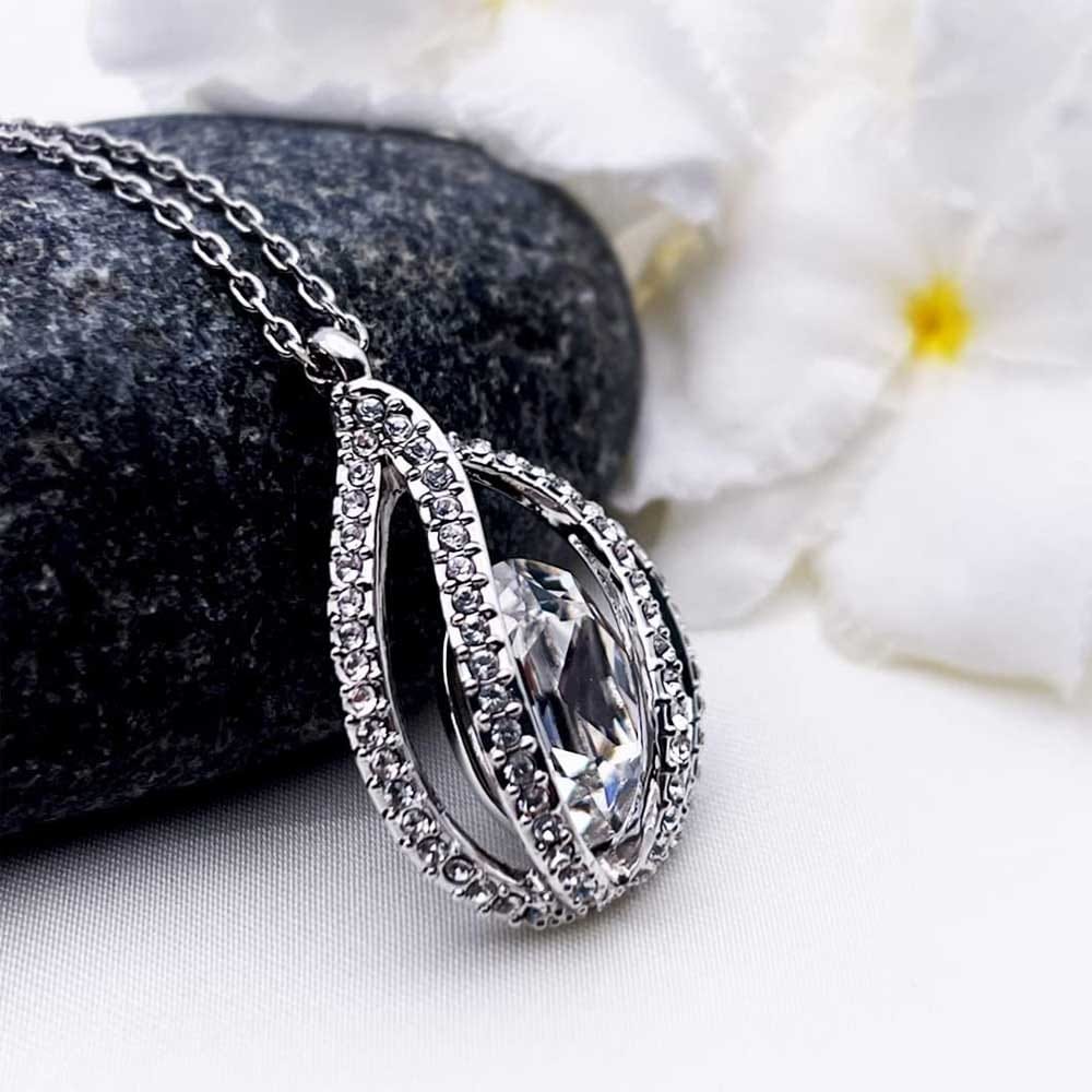 “To My Beautiful Wife” necklace with Swarovski crystal — a romantic anniversary gift that says it all