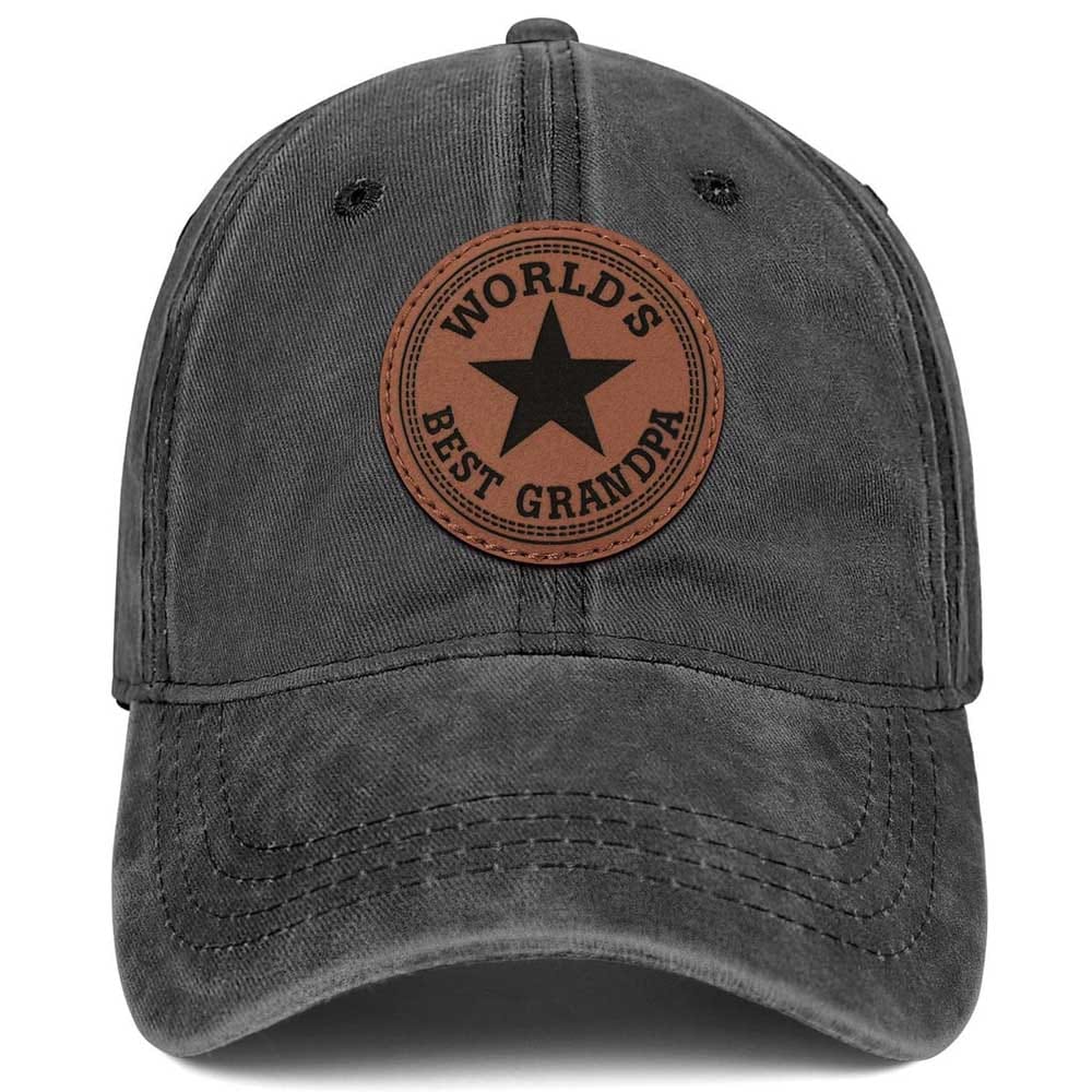Retro-style “World’s Best Grandpa” cap with leather patch and adjustable strap — a fun and meaningful gift that combines style with sentiment
