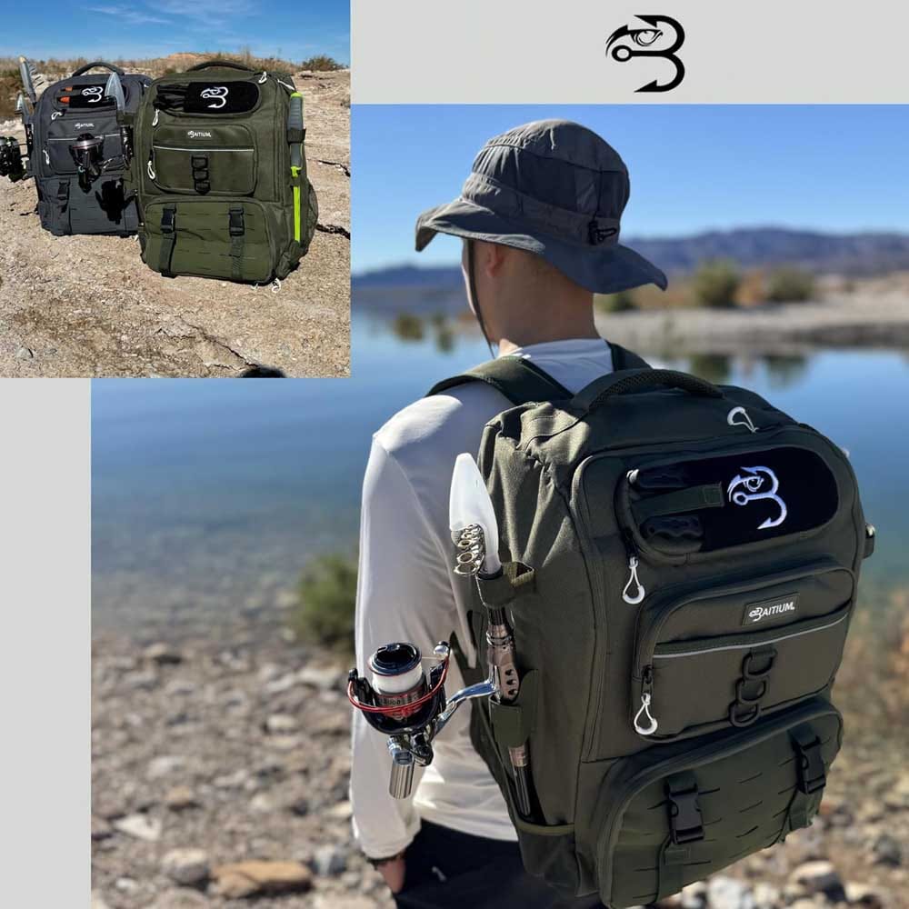 Fishing tackle backpack with 40L capacity, multiple compartments, and waterproof design — ideal for organizing gear on serious fishing trips