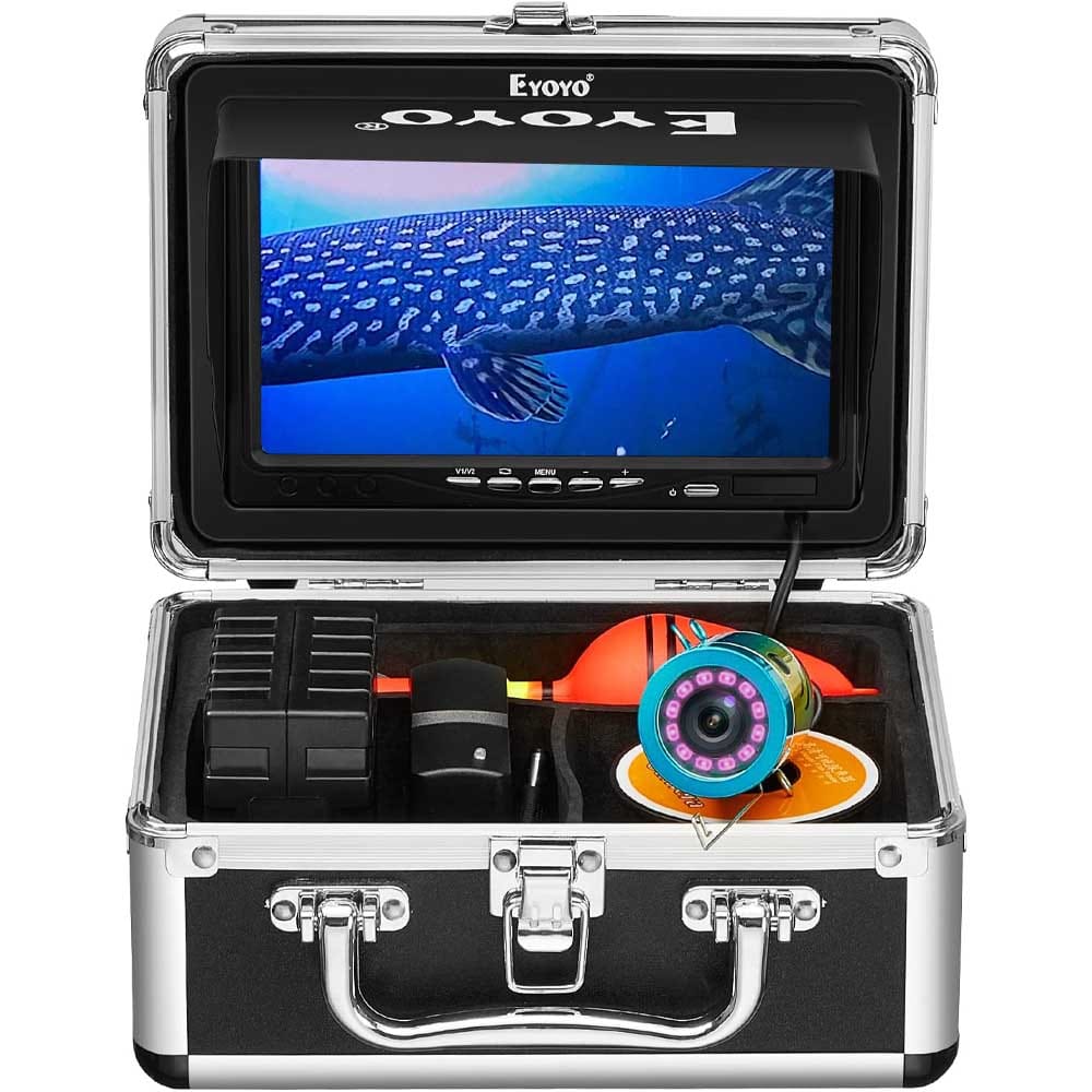 Underwater fishing camera with 7-inch LCD screen, infrared lights, and waterproof design — ideal for spotting fish and exploring beneath the surface