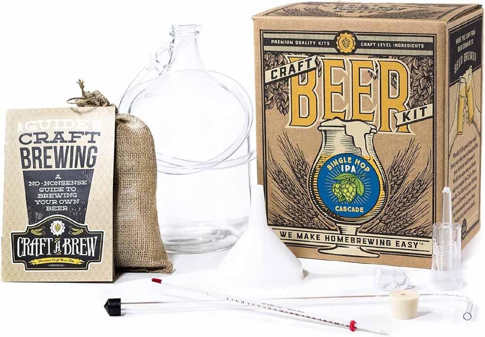 Complete craft beer brewing kit with ingredients, tools, and instructions — an ideal gift for boyfriends who love beer and DIY projects