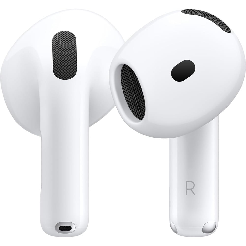 Apple AirPods 4 wireless earbuds with charging case — sleek, water-resistant Bluetooth headphones ideal for dog walkers on the go
