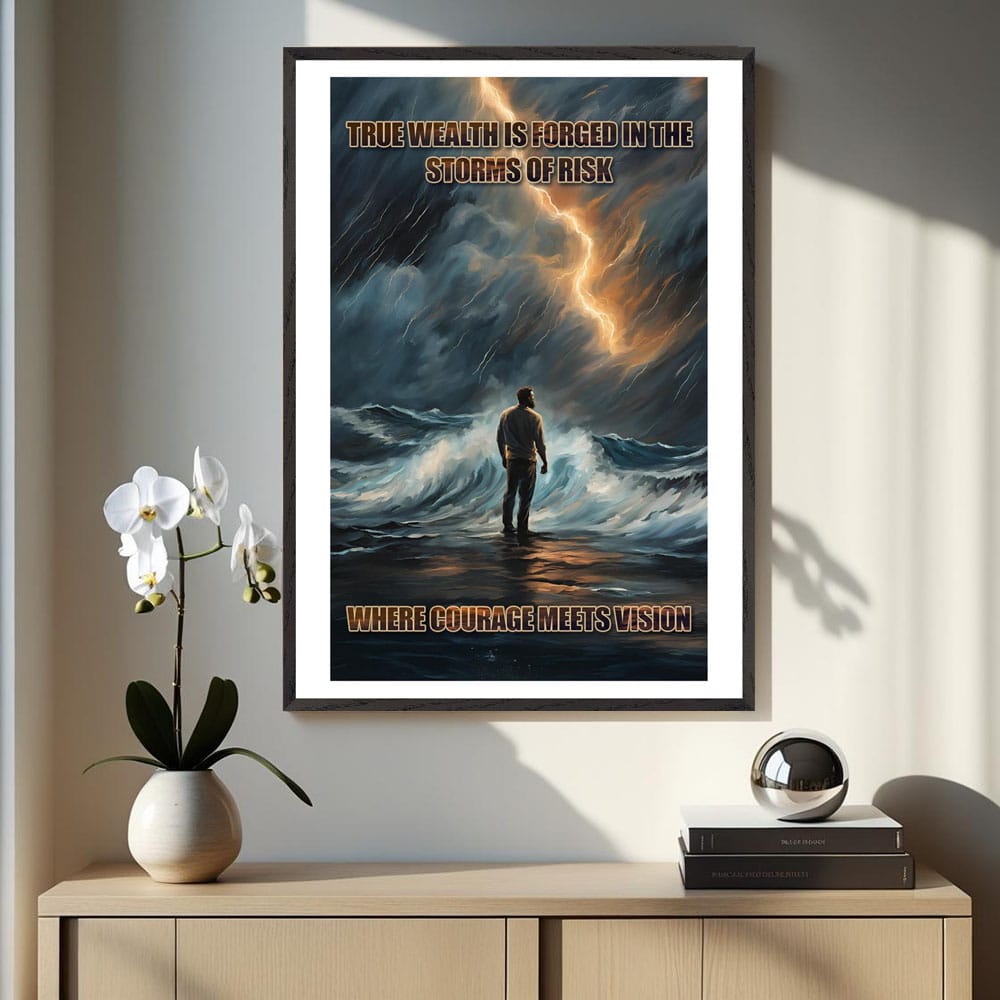 Mock-up of Face the Storm poster in frame