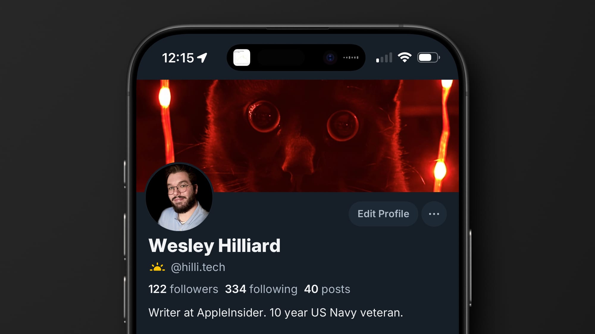 The profile view for HilliTech on Bluesky showing 122 followers