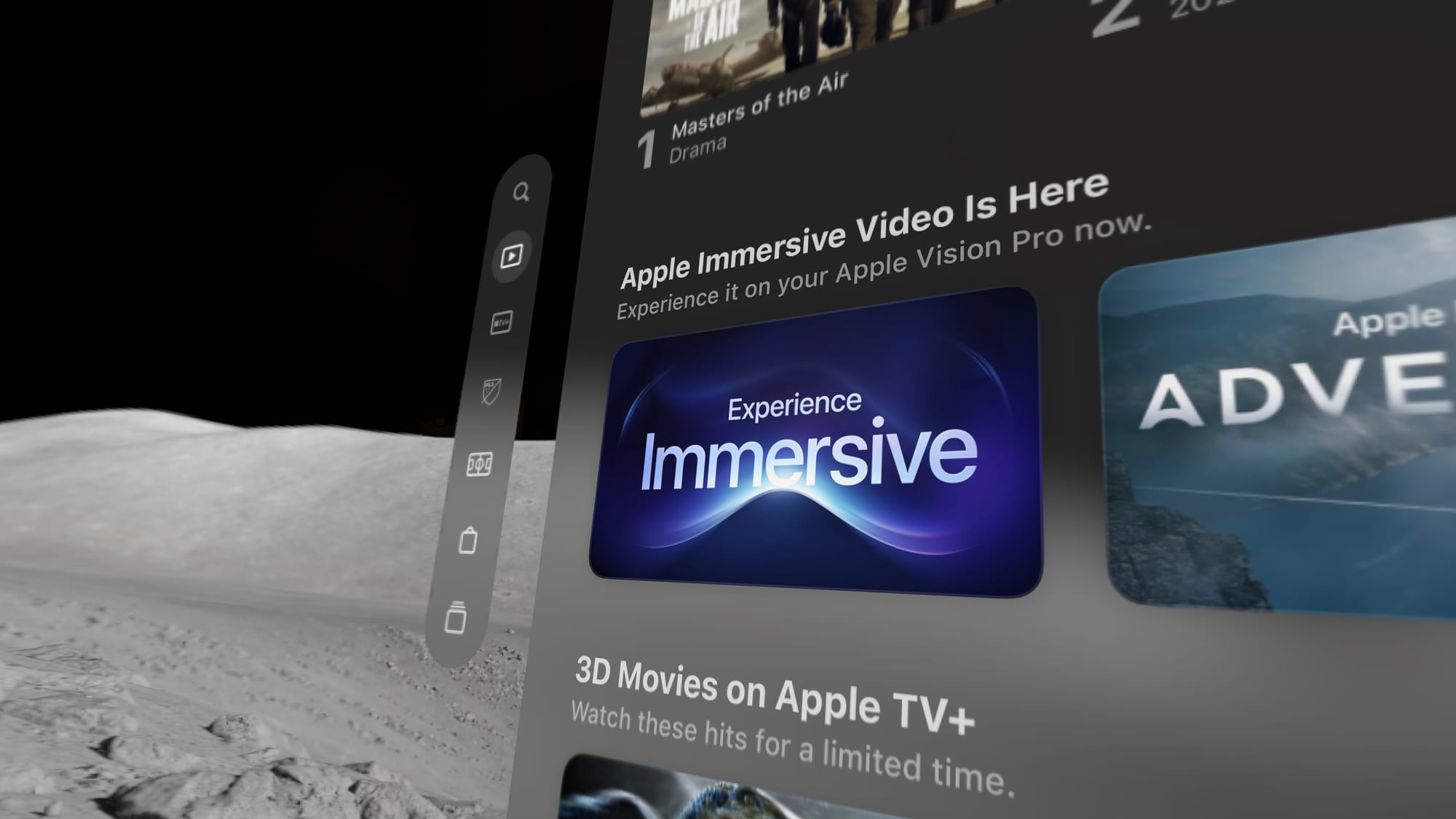 A screenshot of the Apple TV app in visionOS