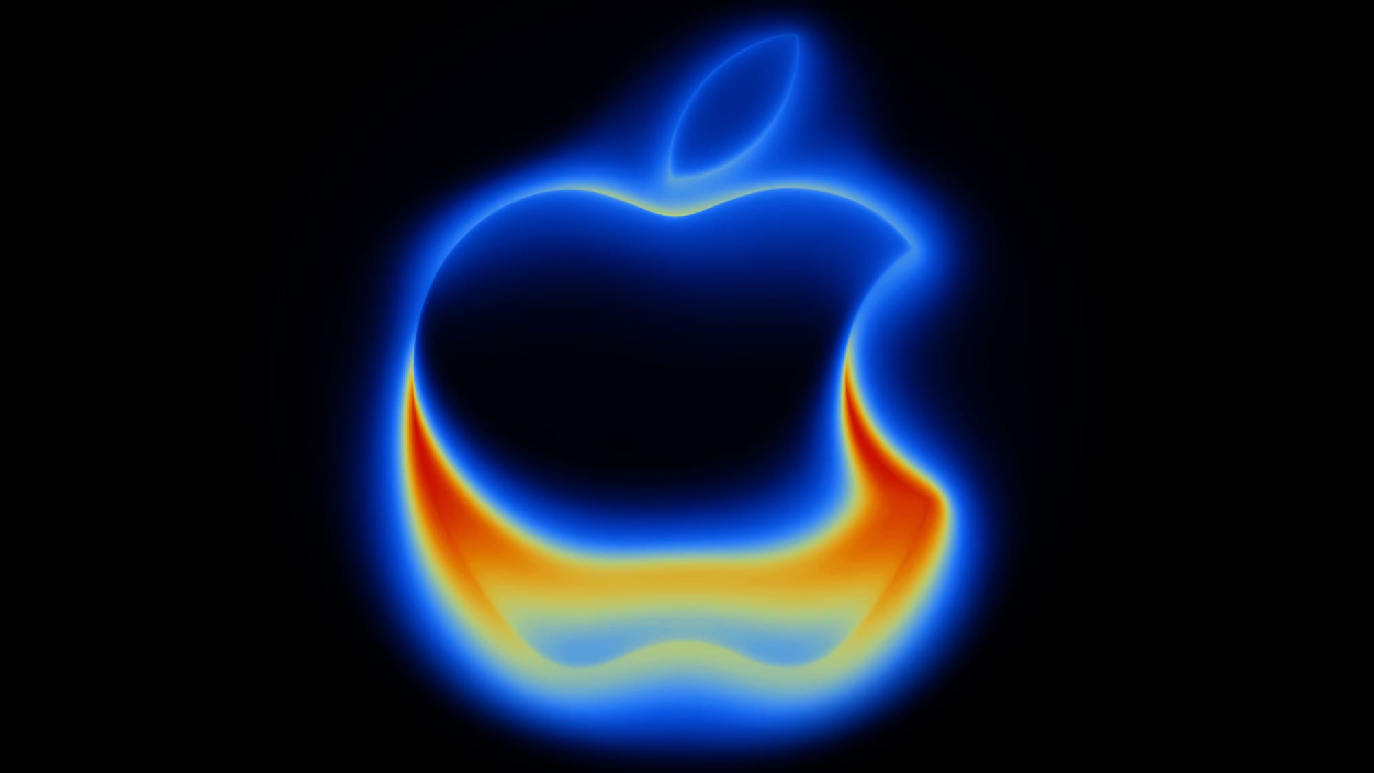 An Apple logo with thermal designs
