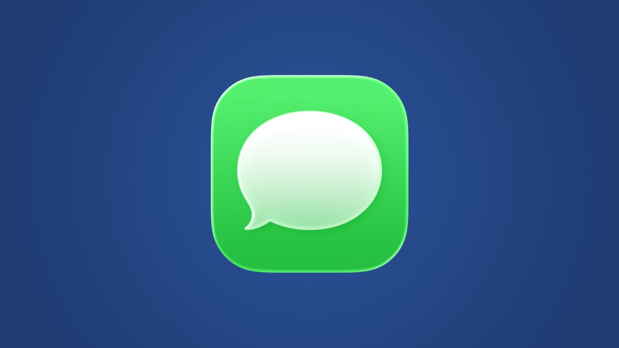 The green Apple Messages app icon featuring a chat bubble. The icon is on a blue background.