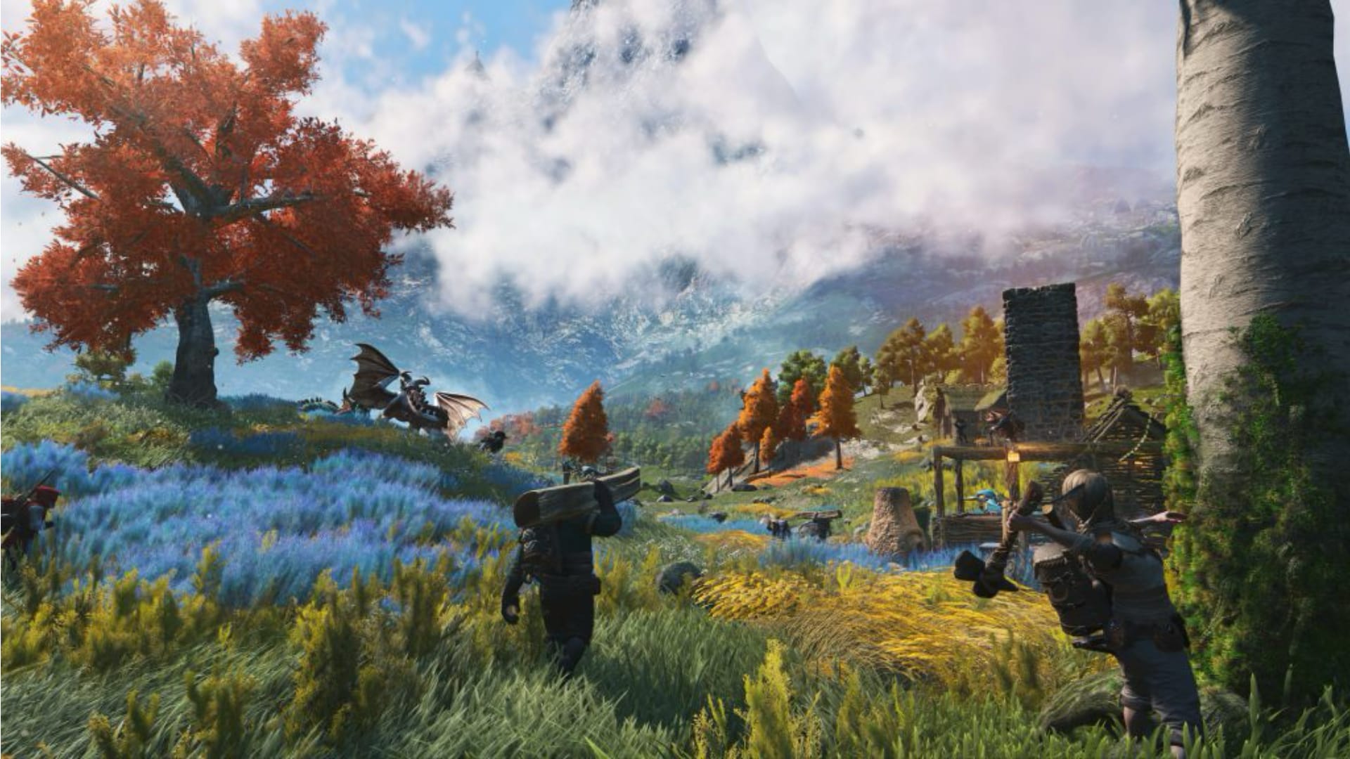 A fantasy world with a large mountain, monsters, and a stone town shown in a screenshot for 'Light No Fire'