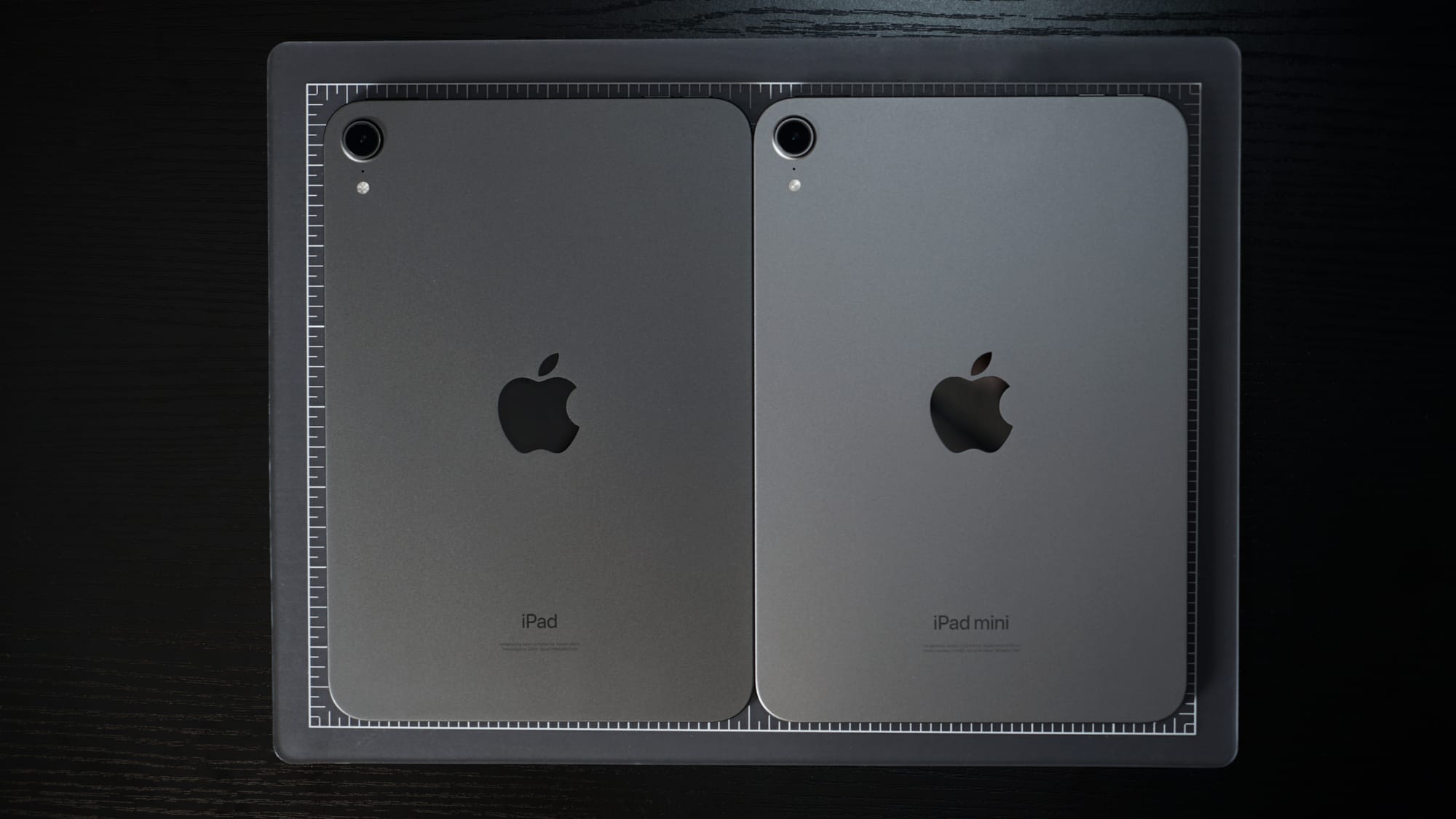 Two iPad mini models, one newer, side-by-side