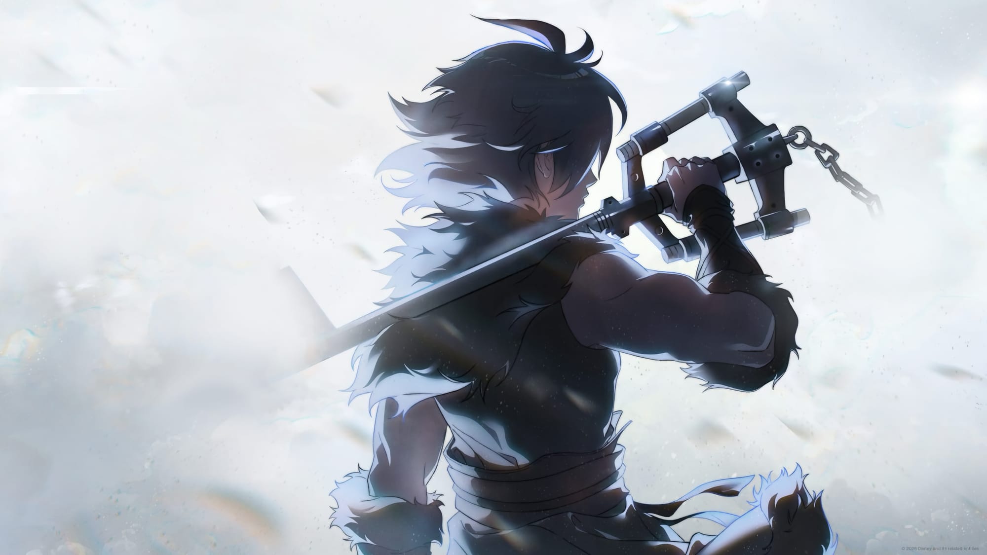 Promotional art for the Kingdom Hearts anime of an unknown character holding a keyblade