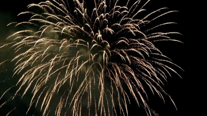 A golden shower created by a booming firework