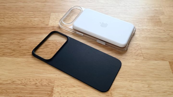 A leather back from Nomad and clear case with MagSafe Battery sans iPhones